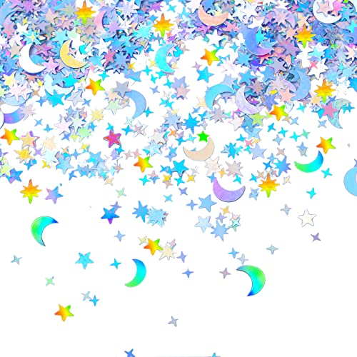 GotGala Holografisches Stern- und Mond-Konfetti, schillernd, metallische Glitzerfolie, Pailletten, Tischkonfetti für Hochzeit, Geburtstag, Halloween, Party, Babyparty, Dekorationen GotGala Holografisches Stern- und Mond-Konfetti, schillernd, metallische Glitzerfolie, Pailletten, Tischkonfetti für Hochzeit, Geburtstag, Halloween, Party, Babyparty, Dekorationen von GotGala