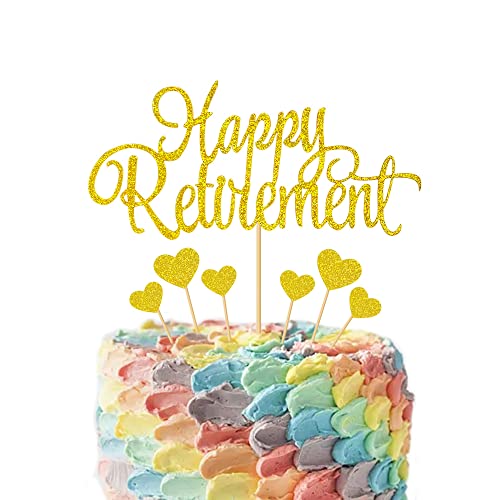 GotGala Tortenaufsatz "Happy Retirement", goldfarbener Glitzer, Ruhestand, Kuchendekorationen in Herzform, für Ruhestand, Party-Zubehör, 7 Stück GotGala Tortenaufsatz "Happy Retirement", goldfarbener Glitzer, Ruhestand, Kuchendekorationen in Herzform, für Ruhestand, Party-Zubehör, 7 Stück von GotGala