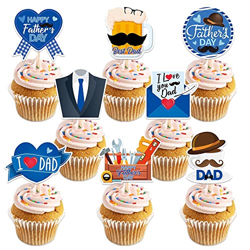 Happy Father's Day Cupcake Toppers Best Dad Birthday Cake Picks Happy Father's Day Theme Men Birthday Party Cake Decorations von GotGala
