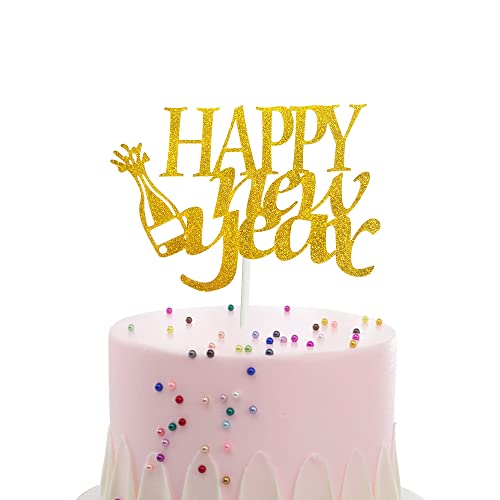 Happy New Year Cake Toppers Gold Glitter 2024 Silvester Hallo 2024 Prost zu 2024 Frohes Neujahrsdekorationen für Neujahr Winter Feste Weihnachtsfeierdekorationen von GotGala