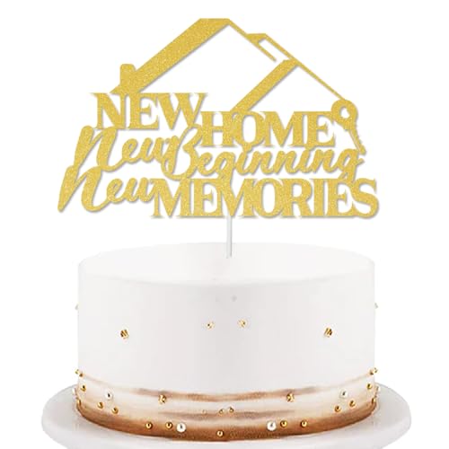 Home Sweet Home-Kuchenaufsatz mit Goldglitzer „New Home New Memories“ – Kuchenaufsatz „Welcome Home“ – Kuchendekoration für Einweihungsfeiern, Familienfeiern und Neues Zuhause Home Sweet Home-Kuchenaufsatz mit Goldglitzer „New Home New Memories“ – Kuchenaufsatz „Welcome Home“ – Kuchendekoration für Einweihungsfeiern, Familienfeiern und Neues Zuhause von GotGala