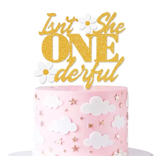 Isn't She ONEderful Tortenaufsatz für den 1. Geburtstag, für Mädchen, Boho, Gänseblümchen, Kuchendekorationen für den 1. Geburtstag, Babyparty, Partyzubehör von GotGala