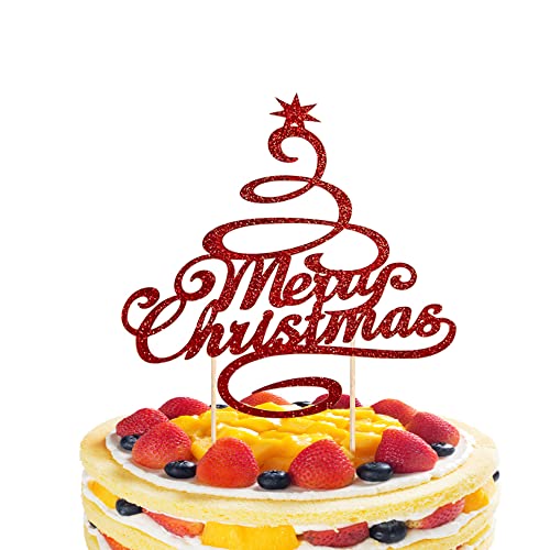 Merry Christmas Tortenaufsatz, rot, glitzernd, Weihnachtsbaumspitze, Weihnachtsfeiertorte, Kuchenspieße, für Weihnachten, Party, Geburtstag, Hochzeit, Dekorationen Merry Christmas Tortenaufsatz, rot, glitzernd, Weihnachtsbaumspitze, Weihnachtsfeiertorte, Kuchenspieße, für Weihnachten, Party, Geburtstag, Hochzeit, Dekorationen von GotGala