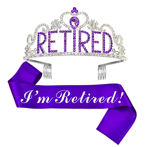 Ruhestand Tiara und Sash Set Purple glitzernde Flecken Schärpe Ruhestandsgeschenk für Frauen Rentenfeierndekorationen Ruhestand Tiara und Sash Set Purple glitzernde Flecken Schärpe Ruhestandsgeschenk für Frauen Rentenfeierndekorationen von GotGala
