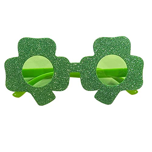 GotGala St. Patrick's Day Gläser Irisch Shamrock -Form Brillen Glitzer Grüne Klee Sonnenbrille Brillenfoto Requisiten Kostümzubehör für St. Patrick's Day Party Gefälligkeiten Vorräte Vorräte von GotGala