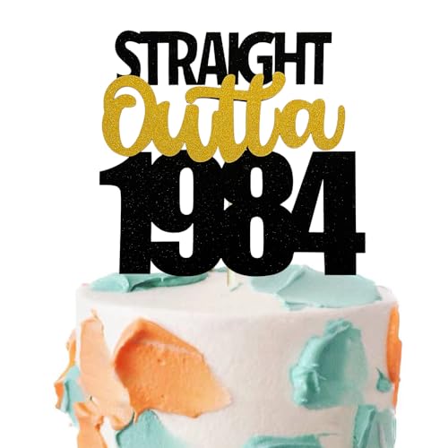 Straight Outta 1984 Cake Toper Glitter Jubel auf 40 Jahre 40 und fabelhafter Kuchen -Topper zum 40. Geburtstag Hochzeitstag Party Schild Dekorationen (1984) von GotGala