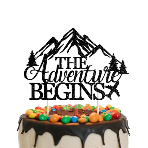 The Adventure Begins Kuchen -Topper Schwarz glitzernder Kuchen -Topper für Reisebesteuerung Rentenabschluss Karriere Karriere Karriere Änderung des Weges weg The Adventure Begins Kuchen -Topper Schwarz glitzernder Kuchen -Topper für Reisebesteuerung Rentenabschluss Karriere Karriere Karriere Änderung des Weges weg von GotGala