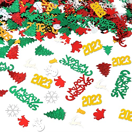 Weihnachts konfetti Glitzer Zahl 2023 Xmas Tress Schneeflocke Schneemann Metallic Pailletten Tischstreuung für Weihnachten Neujahr Party Dekoration von GotGala, 45,4 g von GotGala
