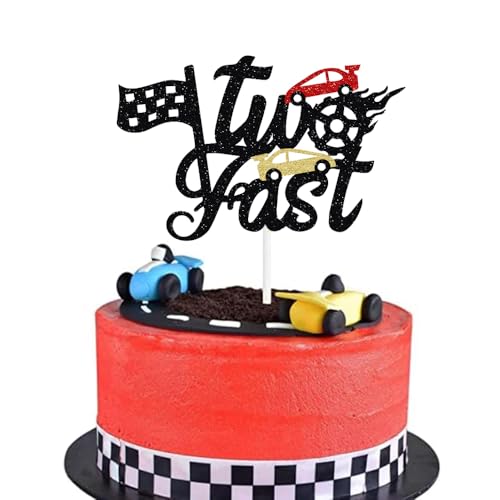 Zwei schnelle Kuchendekoration – Rennwagen-Themen-Flagge, Schild, 2. Geburtstag, Party, Kuchendekoration für Jungen und Mädchen, zum zweiten Geburtstag Zwei schnelle Kuchendekoration – Rennwagen-Themen-Flagge, Schild, 2. Geburtstag, Party, Kuchendekoration für Jungen und Mädchen, zum zweiten Geburtstag von GotGala