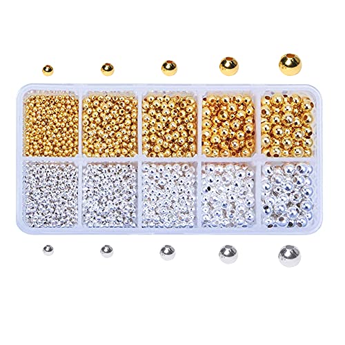 Gotetiso 2340 Stück Metallperlen Runde Messing Spacer Perlen Distanzperlen Zwischenperlen Runde Abstandsperlen Perlen zum Auffädeln Gold Perlen Silber Distanzperlen Set für DIY Gotetiso 2340 Stück Metallperlen Runde Messing Spacer Perlen Distanzperlen Zwischenperlen Runde Abstandsperlen Perlen zum Auffädeln Gold Perlen Silber Distanzperlen Set für DIY von Gotetiso