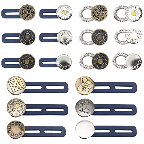 Gotetiso Hosenknopf Verlängerung 18 Stück Hosenbunderweiterung Knopf Taillenverlängerung Jeansknopf Button Waisitband Extender Hosenverlängerung Einziehbare Knöpfe für Damen Herren Hemd Hosen Kleid von Gotetiso