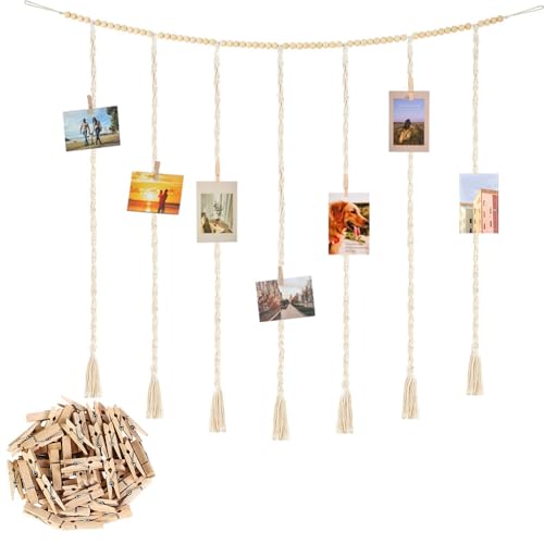 Gotetiso Makrame Hängende Foto Display Wand Dekor Bilderrahmen Makramee Wandbehang Bilderrahmen Collagen Fotogirlande Holz Perlen Girlande Fotowand Fotorahmen Wandrahmen mit 45 Clips für Wohnkultur Gotetiso Makrame Hängende Foto Display Wand Dekor Bilderrahmen Makramee Wandbehang Bilderrahmen Collagen Fotogirlande Holz Perlen Girlande Fotowand Fotorahmen Wandrahmen mit 45 Clips für Wohnkultur von Gotetiso
