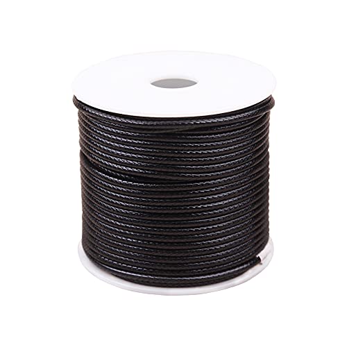 Gotetiso Nachahmung Ledergarn Gewachst 1.5mm Gewachst String Schwarzer Lederbänder zum Basteln Nachahmung Leder Thread Wachsschnur Gewachst Thread Makramee Garn 20m von Gotetiso