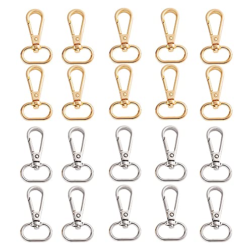 Gotetiso Schlüsselanhänger Karabiner 20 Stück Drehgelenk Karabinerhaken Hummer Haken Metall Schwenker Schlüsselring Verschluss Karabinerhaken Snap Hooks für Handtasche Hardware Befestigungen von Gotetiso