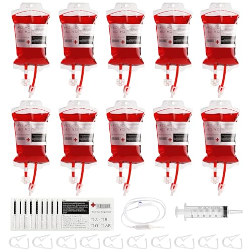 GothicBride Halloween Trinkgefäß zum Befüllen 10 Stück 350cc Blutbeutel Befüllen Getränkebehälter Wiederverwendbare Halloween Deko für Cosplay Kostüm Requisit Party GothicBride Halloween Trinkgefäß zum Befüllen 10 Stück 350cc Blutbeutel Befüllen Getränkebehälter Wiederverwendbare Halloween Deko für Cosplay Kostüm Requisit Party von GothicBride