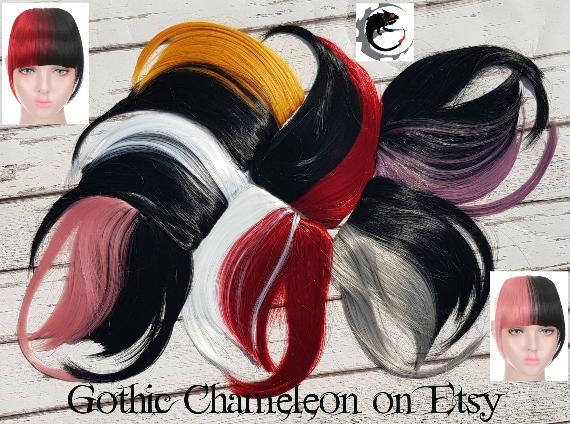 Pony | Fransen Zweifarbiger Clip in Der Haarverlängerung 7 Farben Bereit Zum Versenden von GothicChameleon