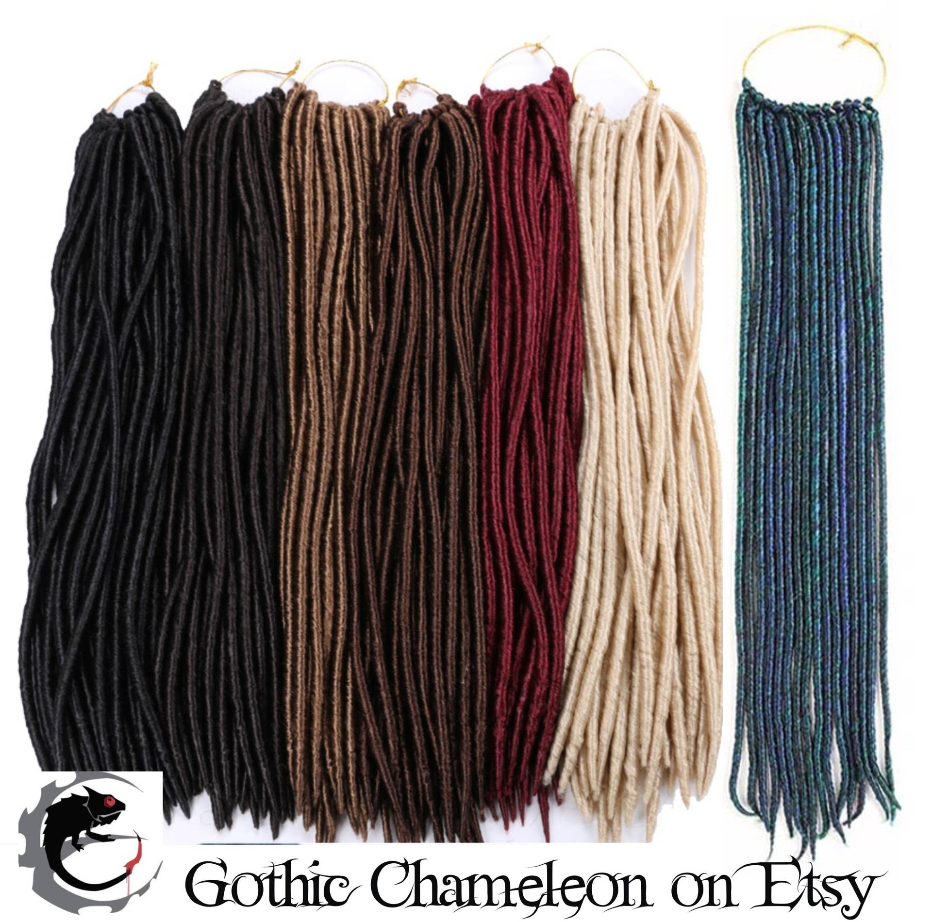 Se Single Ended Solid Color Dreads 18 Zoll Lang Set Von 24 Made To Order von GothicChameleon