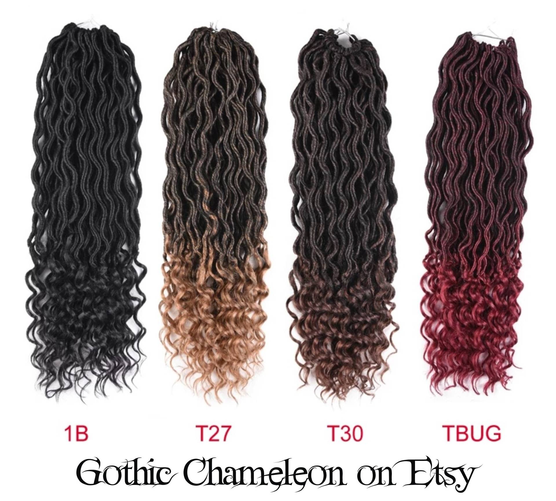 Se Single Ended Wavy Ombre Farbe Dreads 50, 5 cm Lang Set Von 24 Auf Bestellung Gemacht von GothicChameleon