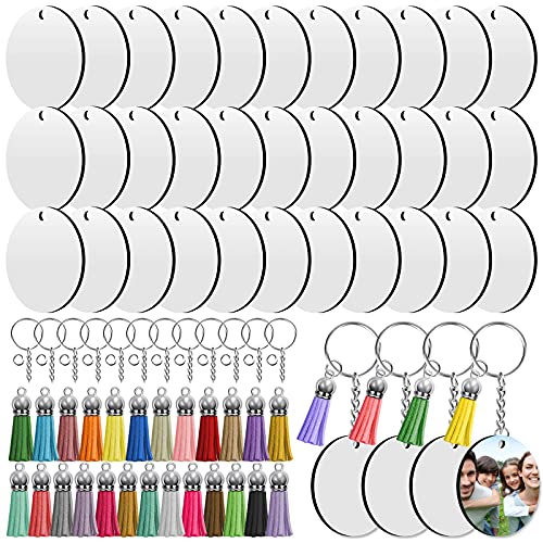 Gotrain 200 Stück Sublimationsrohlinge als Schlüsselanhänger-Zubehör, 50 Stück Schlüsselanhänger, Ornament-Tags, Wärmeübertragungs-Sublimationsrohlinge mit Lederquasten, Biegeringe für Bastelarbeiten Gotrain 200 Stück Sublimationsrohlinge als Schlüsselanhänger-Zubehör, 50 Stück Schlüsselanhänger, Ornament-Tags, Wärmeübertragungs-Sublimationsrohlinge mit Lederquasten, Biegeringe für Bastelarbeiten von Gotrain