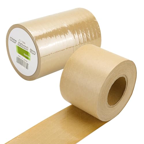 GouZaak 2 Rollen wasseraktiviertes verstärktes Klebeband, 7,6 x 50 m pro Rolle, gummiertes Kraftpapierband mit starker Glasfaser, die Klebefläche ist klebrig, wenn es nass ist GouZaak 2 Rollen wasseraktiviertes verstärktes Klebeband, 7,6 x 50 m pro Rolle, gummiertes Kraftpapierband mit starker Glasfaser, die Klebefläche ist klebrig, wenn es nass ist von GouZaak