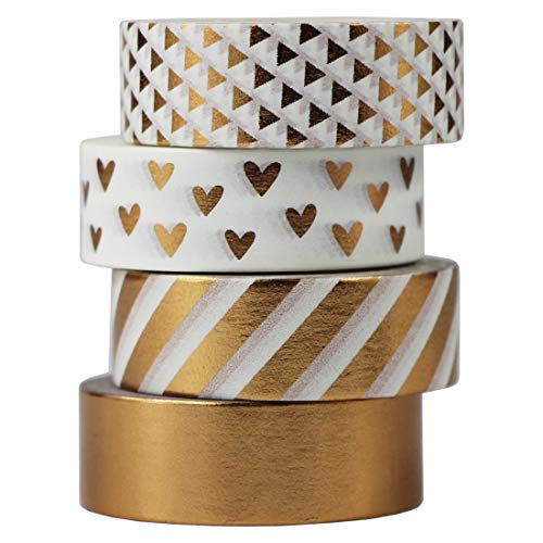 Gouert 4 Rollen Washi Tape Design Kupfer Dekoband Masking Tape Dekorative Klebeband buntes Klebebänder für DIY Craft Scrapbooking Geschenkpapier von Gouert