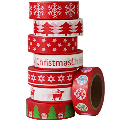 Gouert 8er Washi Tape Weihnachten Dekoration Design Dekoband Masking Tape Klebeband für DIY Craft Scrapbooking Geschenkpapier von Gouert