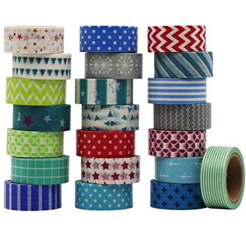 Washi Tape Set, 22 Rollen Klebeband Verschiedene Designs Dekoband Masking Tape für DIY Deko Scrapbooking, 15mm X 5M/Rolle von Gouert