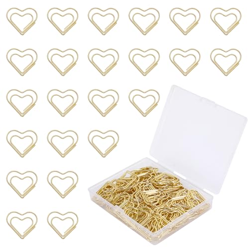Goldene Büroklammern in Herzform, kleine Edelstahl-Lesezeichen, niedliche Herz-Papierklemmen für Dokumente, Notizen, Hochzeit, Basteln, Büro, Schulbedarf, 100 Stück Goldene Büroklammern in Herzform, kleine Edelstahl-Lesezeichen, niedliche Herz-Papierklemmen für Dokumente, Notizen, Hochzeit, Basteln, Büro, Schulbedarf, 100 Stück von Goufaju