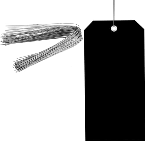 Goufride 100 Stück 4 3/4 X 2 3/8 Kunststoff-Versandetiketten mit Drähten, Leere Beschriftungsetiketten, Wasserdichte Hängeetiketten (Schwarz), Einfache Installation von Goufride