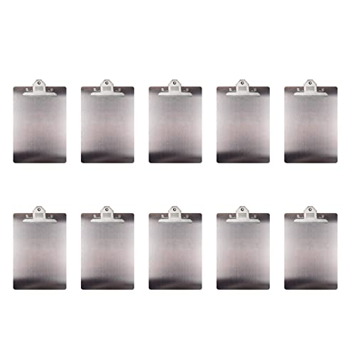 Goufride 10X Akten Ordner Metall Zwischenablage A4 Rostfreier Stahl Klemme Brett Organizer Binder Board Menüschiene für Büro Schule Lehren von Goufride