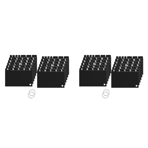 Goufride 124 Stück Schwarze Karteikartenteiler 3X5, Alphabetische Karteikartenteiler mit Registern und Ringförmigem Karteikarten-Organizer von Goufride