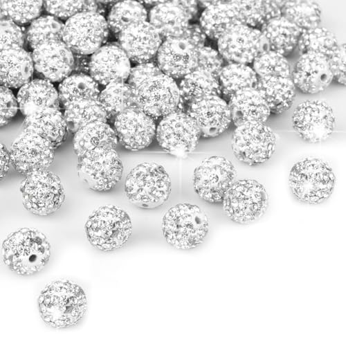 Goufride 150 Stück 10 mm Strassperlen für die Schmuckherstellung, Glitzernde Strassperlen Aus Ton für die Herstellung Von Armbändern, Halsketten und Ohrringen von Goufride