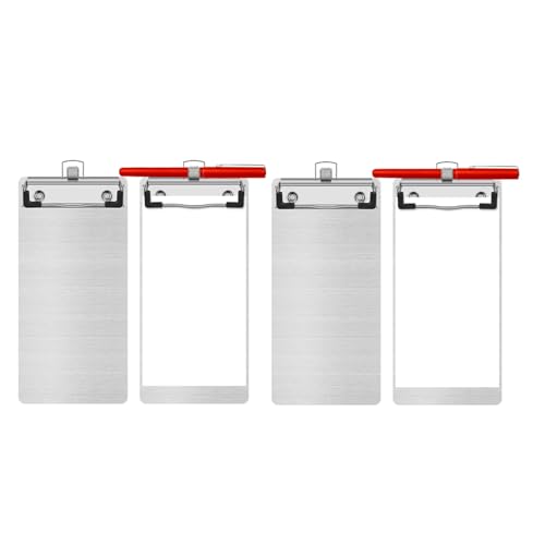Goufride 2X Metall-Aluminium-Klemmbrett mit Stifthalter 4,1 X 8,4 Mini-Aluminium-Klemmbrett A5-Klemmbrett für BüRo, Schule von Goufride