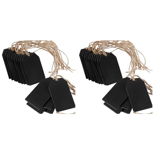 Goufride 40 StüCk Chalkboard Tags HäNgende HöLzerne Mini Chalkboard, HäNgende Chalkboard Labels, Message Tags, Schwarz von Goufride