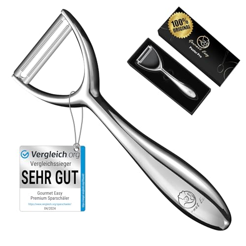 Sparschäler aus hochwertigem Edelstahl für Obst und Gemüse l Professioneller Schäler mit ultrascharfer Klinge | Obstschäler mit ergonomischem und rutschfestem Griff von Gourmet Easy