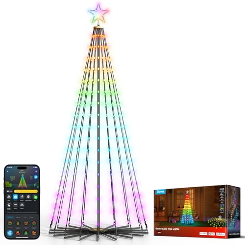 Govee Christmas Cone Tree Lights, 1,82m 316 LEDs RGBIC-Lichterkette mit Intelligenter App-Steuerung, 82+ Szenenmodi, IP67-Wasserdichte Weihnachtsbaum Kegelform für Halloween und Weihnachten, Schwarz Govee Christmas Cone Tree Lights, 1,82m 316 LEDs RGBIC-Lichterkette mit Intelligenter App-Steuerung, 82+ Szenenmodi, IP67-Wasserdichte Weihnachtsbaum Kegelform für Halloween und Weihnachten, Schwarz von Govee
