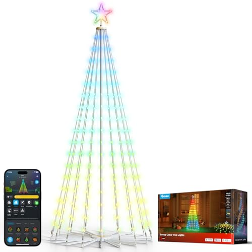 Govee Christmas Cone Tree Lights, 1,82m 316 LEDs RGBIC-Lichterkette mit Intelligenter App-Steuerung, 82+ Szenenmodi, IP67-Wasserdichte Weihnachtsbaum Kegelform für Halloween und Weihnachten, Weiß Govee Christmas Cone Tree Lights, 1,82m 316 LEDs RGBIC-Lichterkette mit Intelligenter App-Steuerung, 82+ Szenenmodi, IP67-Wasserdichte Weihnachtsbaum Kegelform für Halloween und Weihnachten, Weiß von Govee