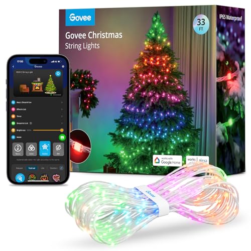 Govee Christmas lights, RGBIC Weihnachtsbeleuchtung Außen 10M, Lichterkette Innen Weihnachten Deko, LED Lichterkette Außen 100 LED-Lichtern, 99+ Szenen, IP65 Wasserdicht, Alexa-Kompatibilität Govee Christmas lights, RGBIC Weihnachtsbeleuchtung Außen 10M, Lichterkette Innen Weihnachten Deko, LED Lichterkette Außen 100 LED-Lichtern, 99+ Szenen, IP65 Wasserdicht, Alexa-Kompatibilität von Govee