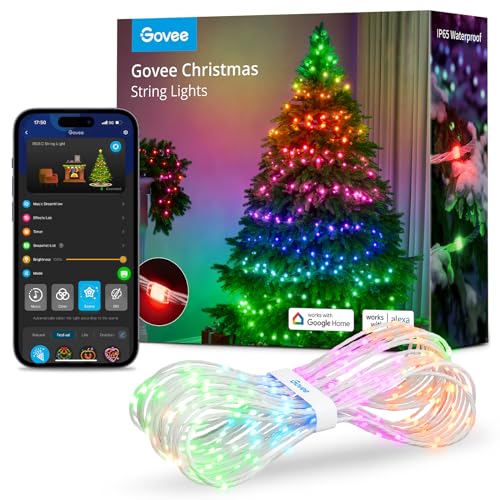 Govee Christmas lights, RGBIC Weihnachtsbeleuchtung Außen 20M, Lichterkette Innen Weihnachten Deko, LED Lichterkette Außen 200 LED-Lichtern, 99+ Szenen, IP65 Wasserdicht, Alexa-Kompatibilität von Govee