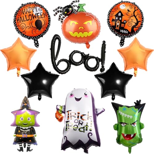 10 Stück Boo Ballon Set, XXL Geist Spinne Kürbis Hexe Monster Folienballon Mit Orange Schwarz Stern Rundes Halloween Party Deko Luftballon für Kinder Happy Nacht Party Dekoration 10 Stück Boo Ballon Set, XXL Geist Spinne Kürbis Hexe Monster Folienballon Mit Orange Schwarz Stern Rundes Halloween Party Deko Luftballon für Kinder Happy Nacht Party Dekoration von Govpy