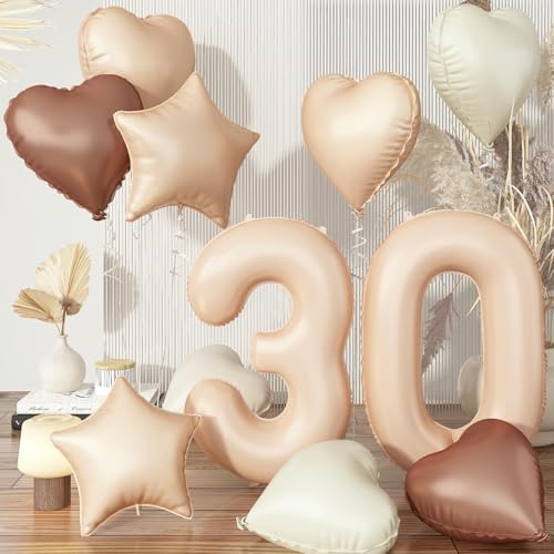 30 Luftballon Zahl Beige Set, Aprikose 30. Geburtstag Ballons Deko für Frau, Neutraler Creme Kaffee Nude Herzballons Helium Braun Stern Folienballon für 30 Geburtstagsdeko Jubiläum Party Dekoration 30 Luftballon Zahl Beige Set, Aprikose 30. Geburtstag Ballons Deko für Frau, Neutraler Creme Kaffee Nude Herzballons Helium Braun Stern Folienballon für 30 Geburtstagsdeko Jubiläum Party Dekoration von Govpy