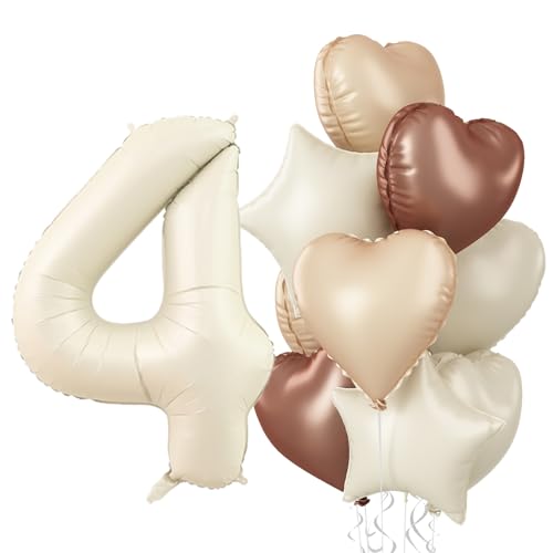 4 Luftballons Zahl Braun Aprikose, Groß Creme Nude Helium Zahlen Ballon 4, Kaffee Beige Neutraler Stern Ballon Herz Folienballon für Mädchen 4. Geburtstag Party Deko Hochzeit Jubiläum Dekoration 4 Luftballons Zahl Braun Aprikose, Groß Creme Nude Helium Zahlen Ballon 4, Kaffee Beige Neutraler Stern Ballon Herz Folienballon für Mädchen 4. Geburtstag Party Deko Hochzeit Jubiläum Dekoration von Govpy