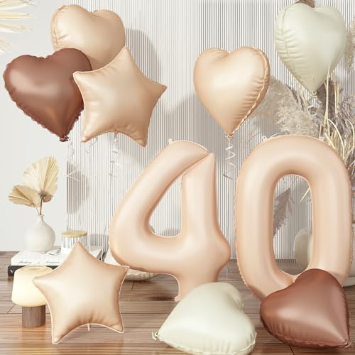 40. Geburtstag Luftballon Zahl Deko, Nude Beige Folienballon 40 Kaffee Stern Ballon, Braun Aprikose Creme Helium Neutraler Herz Luftballons Geburtstagsdeko für Frau 40 Jare Geburtstag Party Dekoration 40. Geburtstag Luftballon Zahl Deko, Nude Beige Folienballon 40 Kaffee Stern Ballon, Braun Aprikose Creme Helium Neutraler Herz Luftballons Geburtstagsdeko für Frau 40 Jare Geburtstag Party Dekoration von Govpy