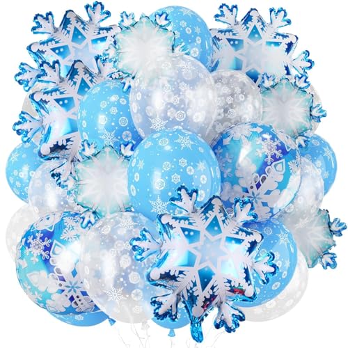 50 Stk Weihnachts Schneeflocken Ballons Set, Blau Silber Schneeflocke Folienballon in verschiedenen Formen und Latex Ballons, Weihnachten Deko Luftballon für Winter Wunderland Party Dekoration 50 Stk Weihnachts Schneeflocken Ballons Set, Blau Silber Schneeflocke Folienballon in verschiedenen Formen und Latex Ballons, Weihnachten Deko Luftballon für Winter Wunderland Party Dekoration von Govpy