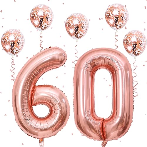 Folienballon 60, 40'' Rosegold Zahlen 60 Luftballon mit Konfetti Ballons Geburtstagsdeko, Helium Riesen Zahl Luftballon 6 & 0 für Frau Mädchen 60. Geburtstag Party Deko 60 Jahre Jubiläum Party Deko Folienballon 60, 40'' Rosegold Zahlen 60 Luftballon mit Konfetti Ballons Geburtstagsdeko, Helium Riesen Zahl Luftballon 6 & 0 für Frau Mädchen 60. Geburtstag Party Deko 60 Jahre Jubiläum Party Deko von Govpy