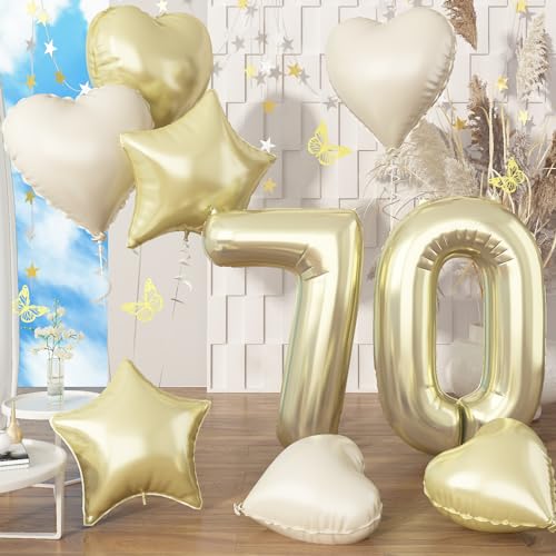 Folienballon Zahl 70 Champagner Gold, XXL Zahlen Luftballon 70 für Mann, 40'' Hell Gold Luftballon 70. Geburtstag Deko mit Creme Herz Stern Ballon für Frau 70 Jahre Geburtstagsdeko Jubiläum Dekoration Folienballon Zahl 70 Champagner Gold, XXL Zahlen Luftballon 70 für Mann, 40'' Hell Gold Luftballon 70. Geburtstag Deko mit Creme Herz Stern Ballon für Frau 70 Jahre Geburtstagsdeko Jubiläum Dekoration von Govpy