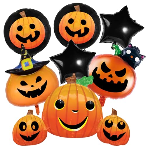 Halloween Party Deko Kürbis Ballon Set, 8 Stück XXL Helium Folienballon Set in Orange Kürbis Form mit schwarz Stern Luftballon für Kinder Horror Halloween Trick or Treat Herbst Party Dekoration Halloween Party Deko Kürbis Ballon Set, 8 Stück XXL Helium Folienballon Set in Orange Kürbis Form mit schwarz Stern Luftballon für Kinder Horror Halloween Trick or Treat Herbst Party Dekoration von Govpy