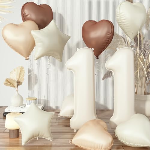 Luftballon 11. Geburtstag für Mädchen, Nude Creme Beige Helium Zahl 11 Folienballon Neutraler Stern Ballon Deko, Cremefarbene Braun Aprikose Kaffee Herz Ballon für Geburtstagsdeko Jubiläum Party Deko Luftballon 11. Geburtstag für Mädchen, Nude Creme Beige Helium Zahl 11 Folienballon Neutraler Stern Ballon Deko, Cremefarbene Braun Aprikose Kaffee Herz Ballon für Geburtstagsdeko Jubiläum Party Deko von Govpy
