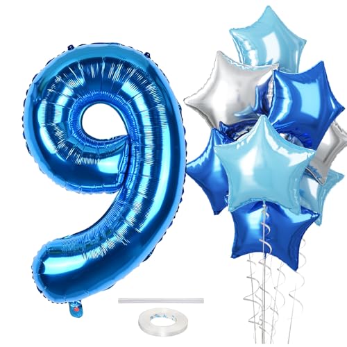 Luftballon 9. Geburtstag Zahlen für Kinder, Große Dunkelblau Silber Hellblau Stern Helium Zahl 9 Luftballons Deko, 40 Zoll Perl Blau 9 Folienballon für Jungen Geburtstagdeko Jubiläum Party Dekoration Luftballon 9. Geburtstag Zahlen für Kinder, Große Dunkelblau Silber Hellblau Stern Helium Zahl 9 Luftballons Deko, 40 Zoll Perl Blau 9 Folienballon für Jungen Geburtstagdeko Jubiläum Party Dekoration von Govpy