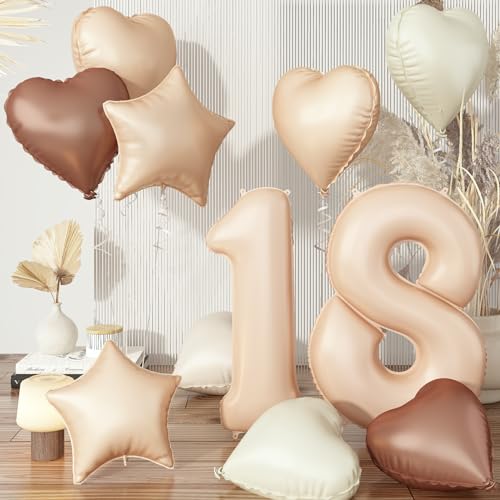 Luftballon Zahl 18 Nude, Creme Neutraler Folienballon 18 Stern Herz Luftballons Deko, Braun Beige Zahl 18 Ballons Aprikose Helium für Mädchen 18. Geburtstag Hochzeit Valentinstag Party Dekoration Luftballon Zahl 18 Nude, Creme Neutraler Folienballon 18 Stern Herz Luftballons Deko, Braun Beige Zahl 18 Ballons Aprikose Helium für Mädchen 18. Geburtstag Hochzeit Valentinstag Party Dekoration von Govpy